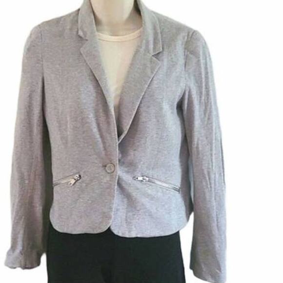 Excellent Condition H&M Women Gray Stretch Knit Blazer Jacket Size 8 - Picture 7 of 7